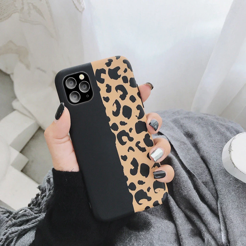 

USLION Leopard Print Phone Case For iPhone 12 11 X XR XS Max Soft Back Cover Shockproof Fashion Cover For iPhone 6 6S 7 8 7Plus