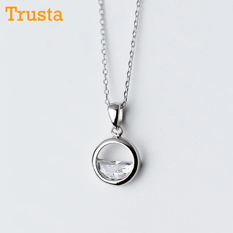 Trustdavis, 925 пробы, серебряный, полый, Круглый, кристалл, подвеска, короткая цепочка на ключицы, ожерелье для женщин, Sivler, 925, ювелирное изделие, DS841