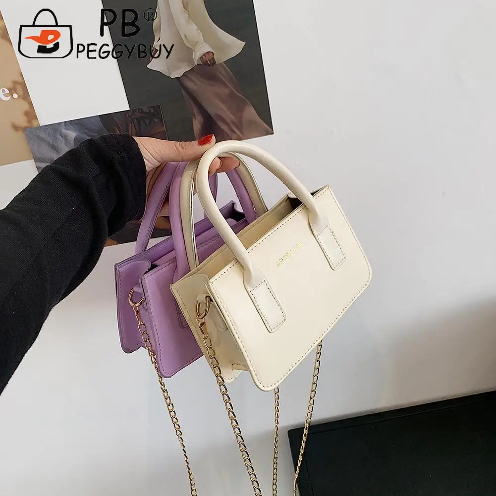 

2021 Fashion Women Crossbody Bag Casual Solid Color PU Leather Ladies Chain Purses Lady Flap Handbag for Women