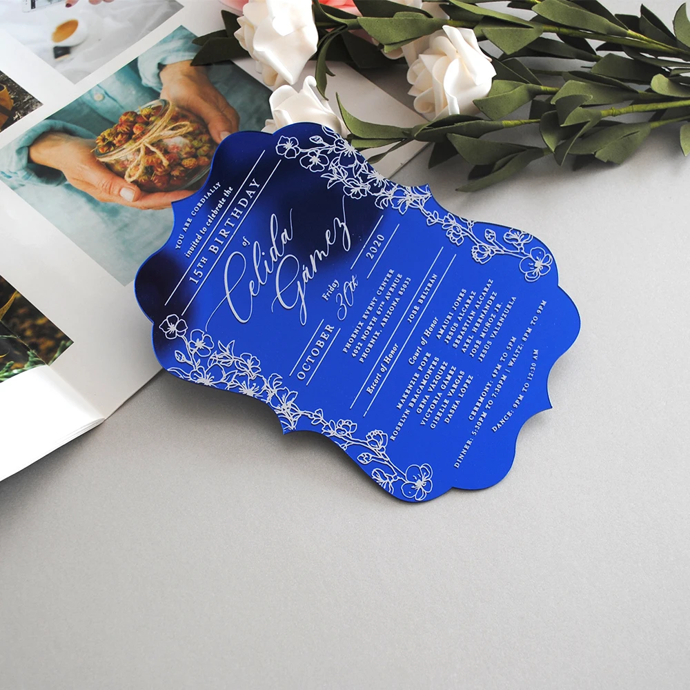 Золотая зеркальная Акриловая Карта серебристая карта меню розовое золото рамка