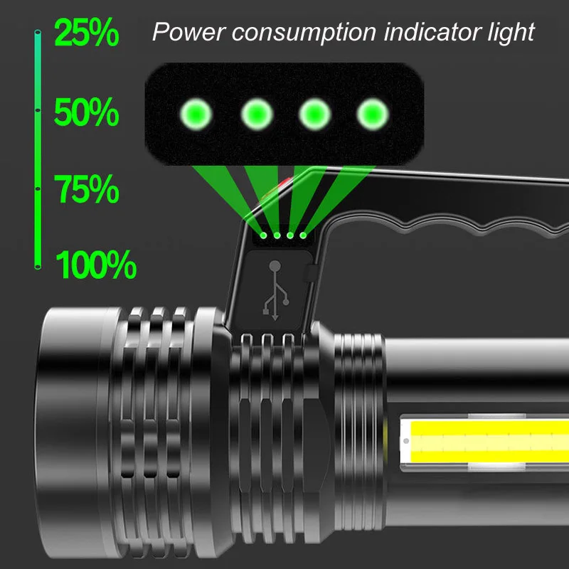 Online Linterna Led Potente XHP500, Linterna Táctica Recargable Vía Usb X501, Lámpara De Mano, Iluminación Exterior, Envío Gratis, 2 Unidades