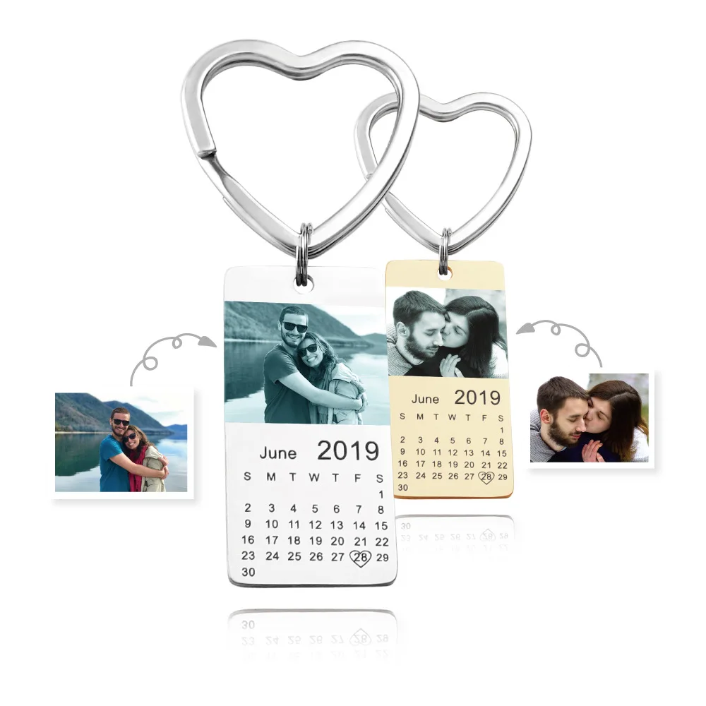 Персонализированные нержавеющей стали Фото Календарь брелки индивидуальные