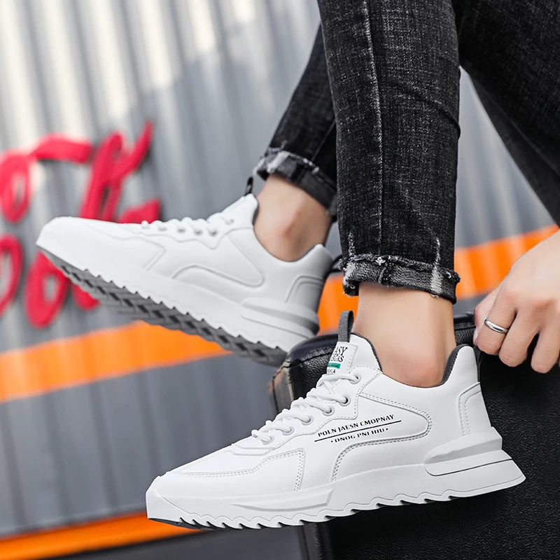 

PU Leather Anti-slip Men's Running Shoes Sport Men Sneakers Men's Summer Sports Shoes Black Fitness Trainer Aquatic Basket X011