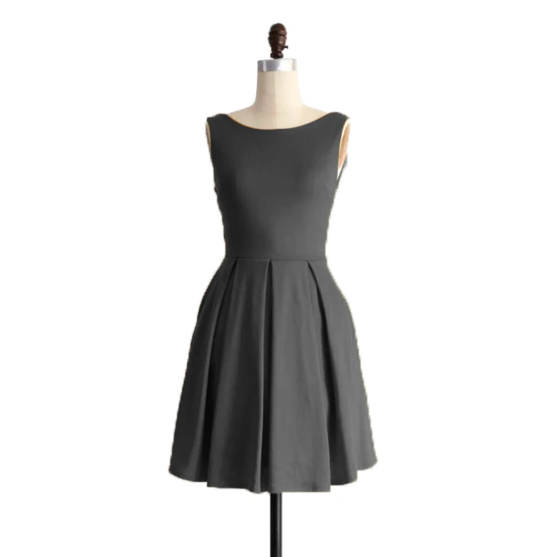 Ретро Винтаж стиле черная футболка с короткими Homecoing атласное платье круглым