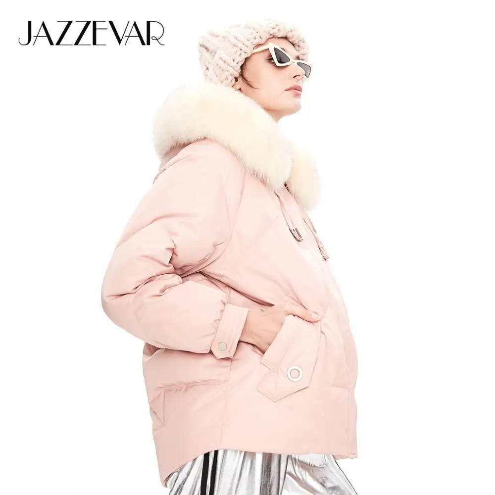 JAZZEVAR 2019 Winter new arrival down jacket women with a fur high quality hood short for winter zipper W9082 |