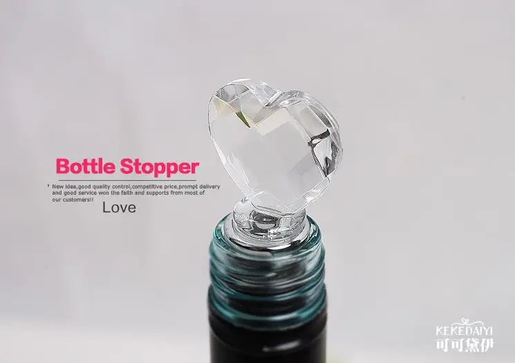 Пробка для бутылки вина с кристаллом сердце в подарочной коробке Свадебная