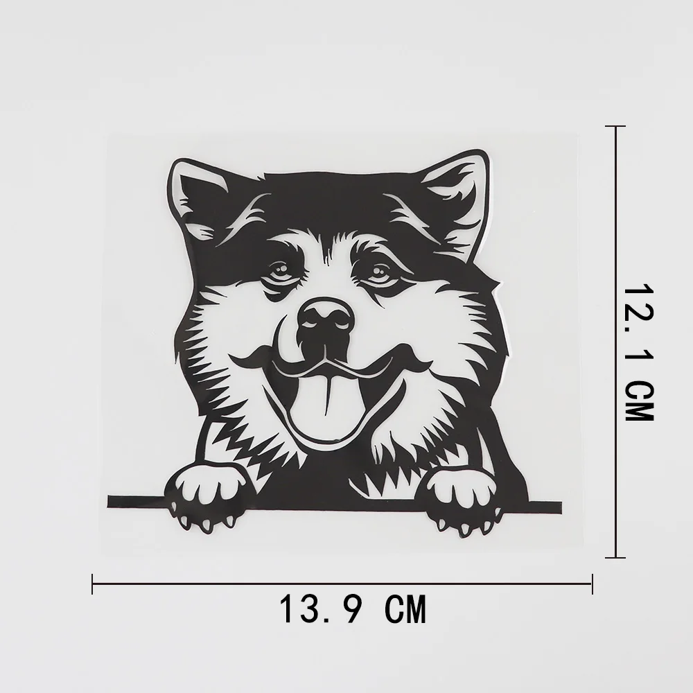 YJZT 13.9CMX12.1CM Akita Dog Hound Decal Peeking Vinyl Car Sticker Black/Silver 8A-0522 | Автомобили и мотоциклы
