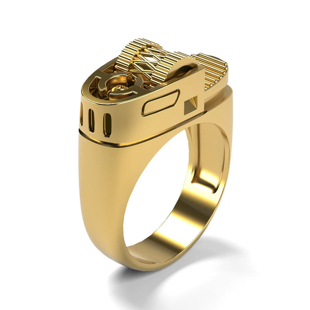 

2021 new European American Punk Style Lighter Ring Accessories Unique Men's Gift Cocktail Gothic Simulation Lighter Shape Rings