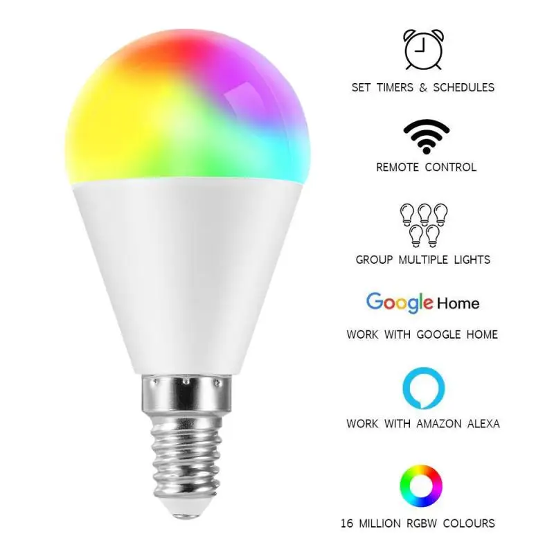 

LED WiFi Smart Light Bulb Dimmable Modules RGB Lamp E27 E26 B22 E14 Smart Home Voice Remote Control For Alexa Google Home
