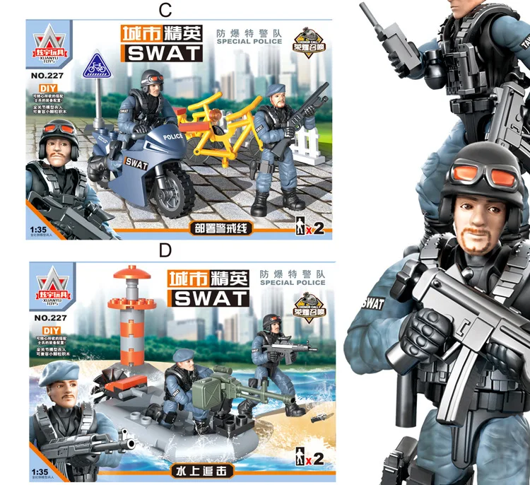 

XJ227 City Special Police Assembled Building Block Toy Full Joint Movable Model Military Soldier Model for Children Gifts