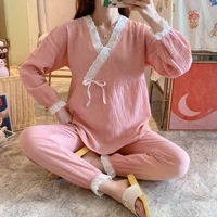 2021 new style spring and summer thin homewear pure cotton pajamas for pregnant women postpartum nursing home service