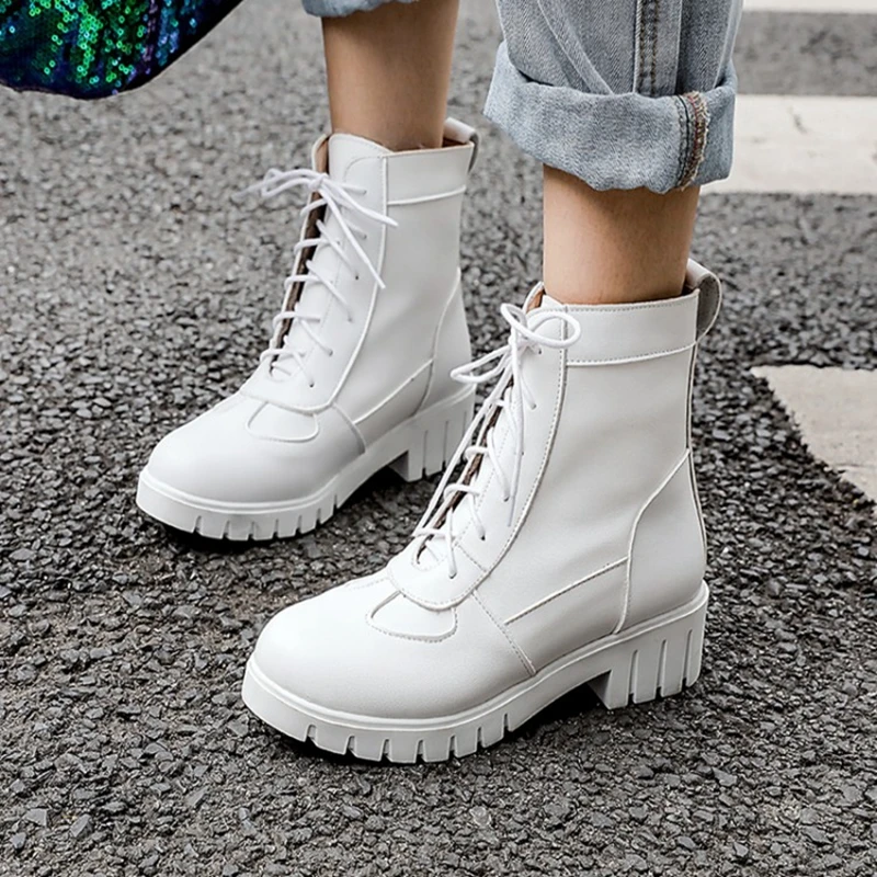 BLXQPYT/женские ботильоны из искусственной кожи высокого качества модная зимняя