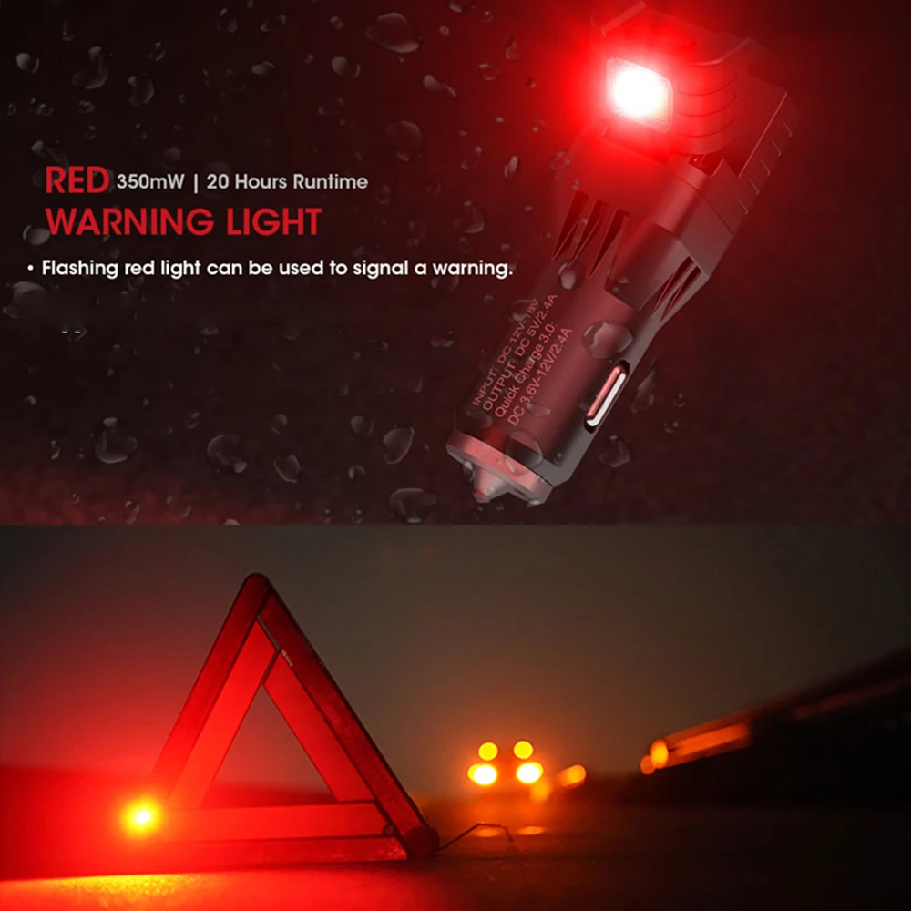 Online SUCHME Lighting-dispositivo Multifuncional Todo En Uno Para Vehículo, Cargador Para Vehículo QC 2020, Rompevidrio, Luz De Advertencia De Emergencia, 3,0