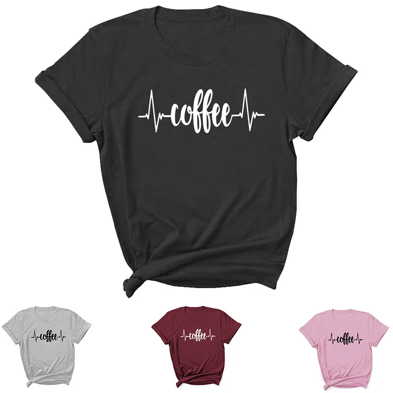 

Coffee Letter Print Women T Shirt Short Sleeve O Neck Loose Women Tshirt Ladies Tee Shirt Tops Clothes Camisetas Mujer