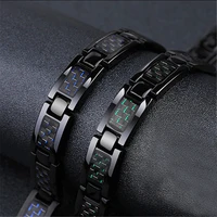 mens health energy 3 in 1 bracelet blue carbon fiber bangle twisted magnetic bracelet stainless steel women power therapy magnet