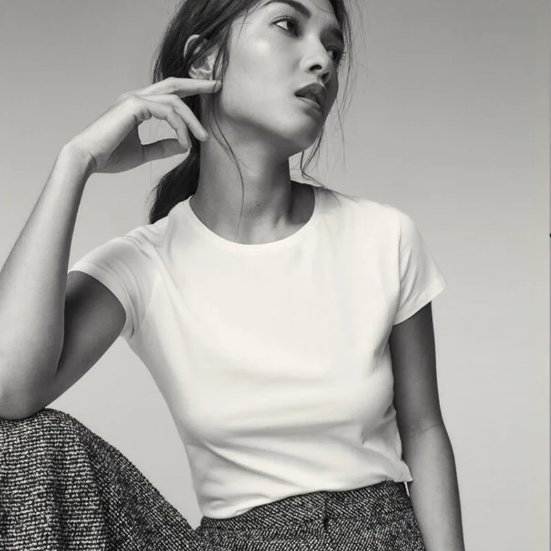 

MRMT 2022 Новая Летняя женская футболка с круглым вырезом, хлопковая футболка с короткими рукавами для женщин, однотонные повседневные топы, футболка