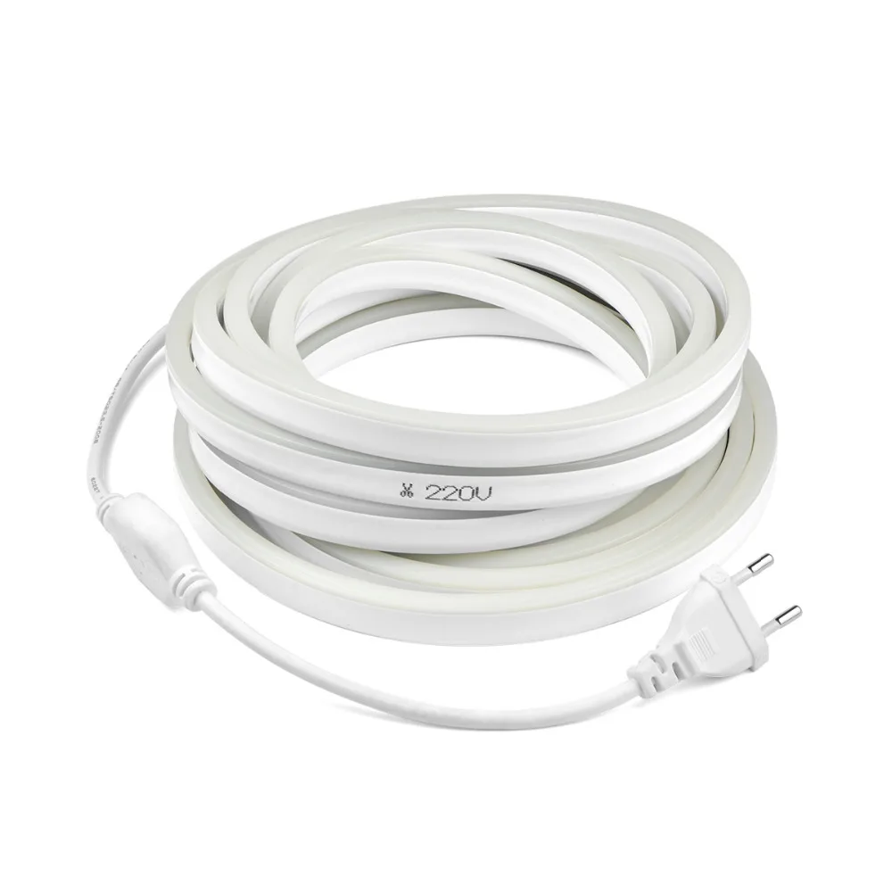 

Neon Light LED Strip 220V Flexible Fairy String SMD2835 120leds/m Outdoor Holiday Decor Neon lamp With EU Plug Power Supply