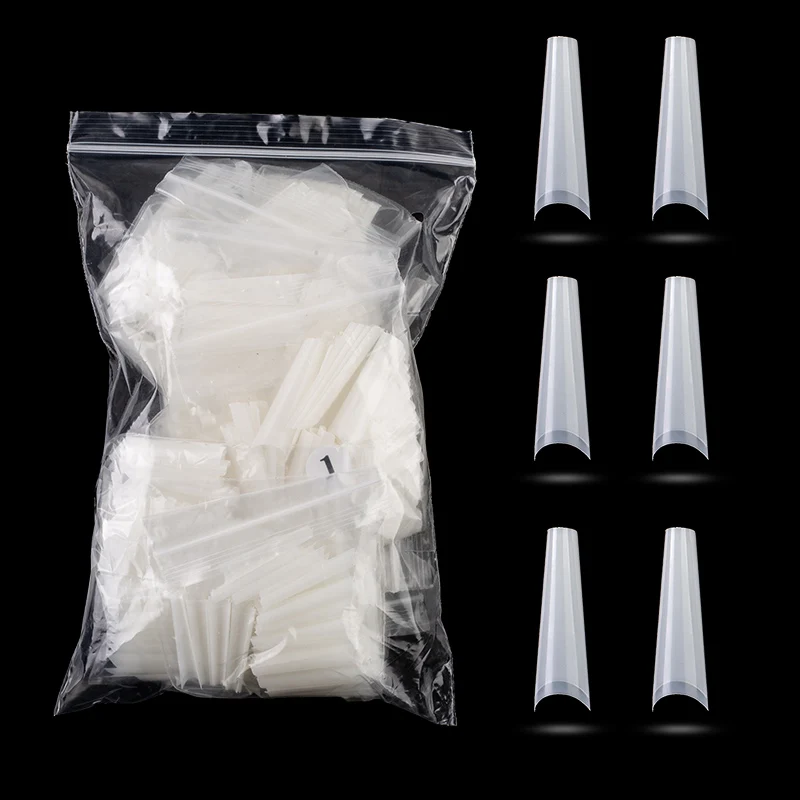 

600pcs/bag XXL Extra Long False Nail Art Tips French Natural Transparent C Curved Fake Nails Acrylic Half Cover Manicure Tools