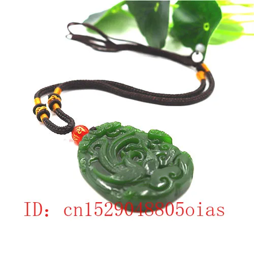 Ожерелье из натурального китайского зеленого нефрита с подвеской Феникс модные