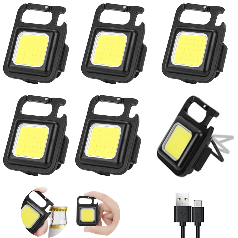

3x 1x Ultra Slim COB Pocket Flashlight 15W USB Car Emergency Inspection Lamp Work Light Keychain Running Camping Torch 3Mode SOS