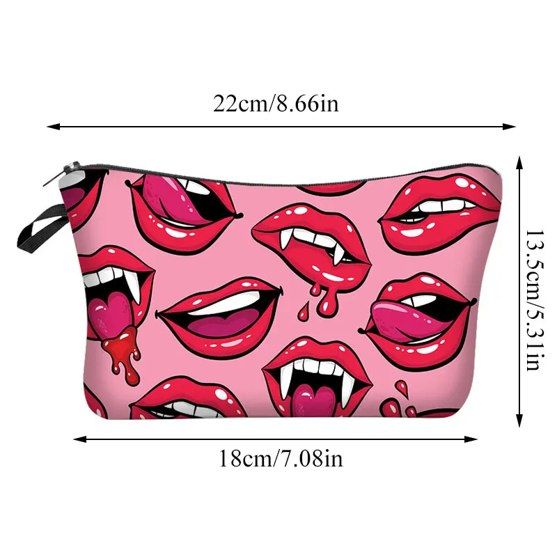 Сексуальные сумки для макияжа с красными губами женская косметичка разноцветным