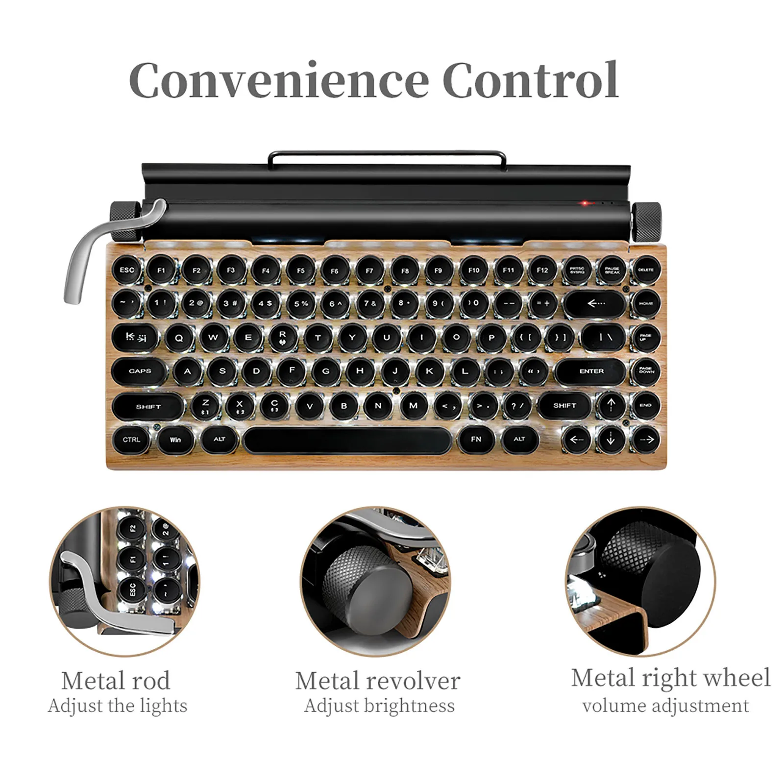 

2021 HIPERDEAL New High Quality Dot Retro Typewriter Solid & Durable Keyboard Women Men Wireless Bluetooth Mechanical Keyboard