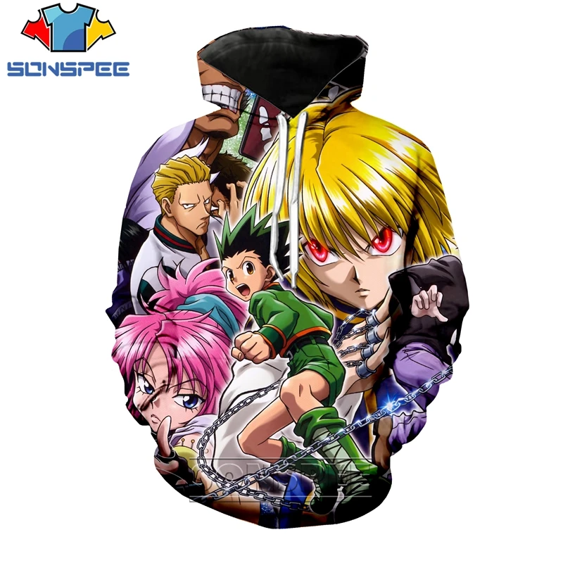 Мужские и женские толстовки в стиле аниме Hunter X Printd Повседневный пуловер хип хоп с