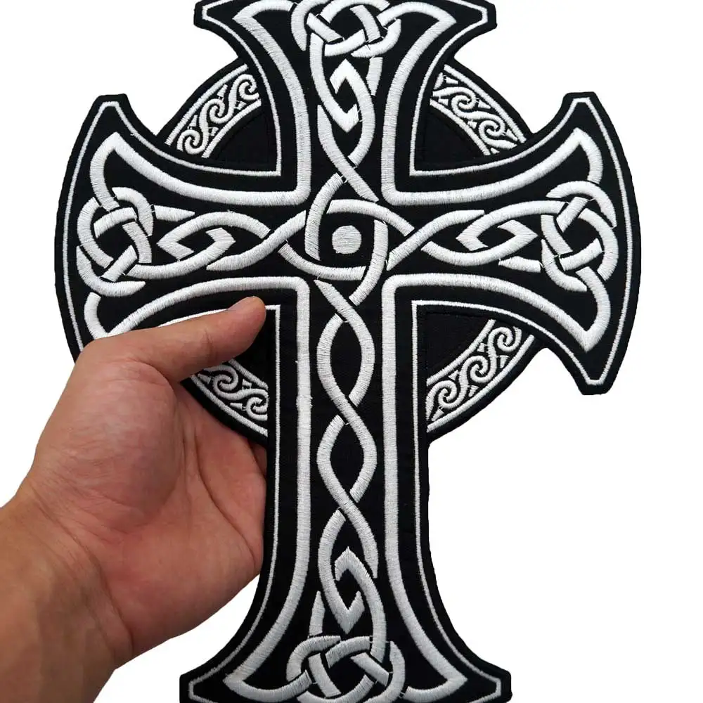 Большие Перекрестные мотоциклетные нашивки с вышивкой швейные этикетки