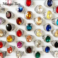 20pcslot mix style vintage crystal rhinestone rings for man and women retro antique silvery wedding metal acrylic band jewelry