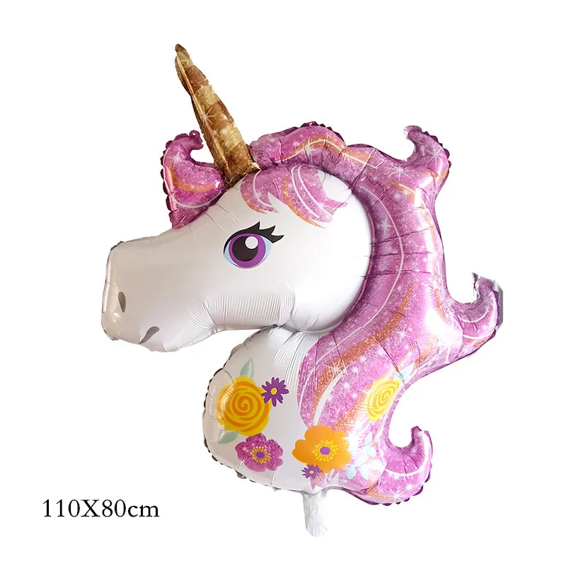 pink large AnQing 1 шт. 100*97 см Розовая лошадь пони фольгированные воздушные шары-единороги с днем рождения Единорог праздничные гелиевые шары Дети животные игрушки Globos - Цвет: pink large