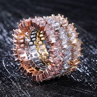 huitan irregular full of cubic zircon rose gold color silver colorgold color women ring fashion women ring jewelry accessories