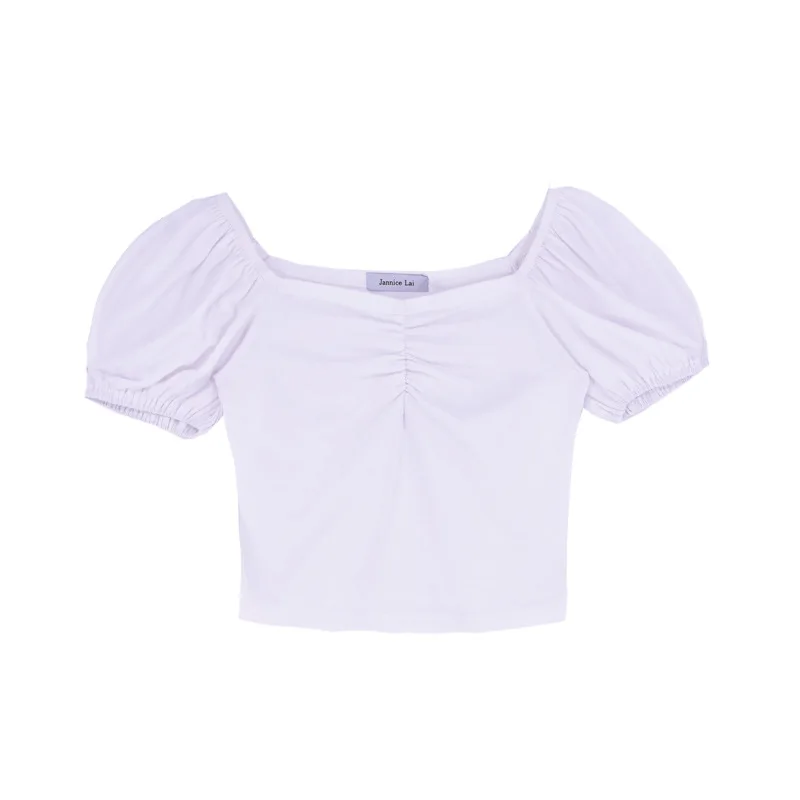 

2021 summer new small casual versatile Pullover Top slim slim square collar Pullover short shirt