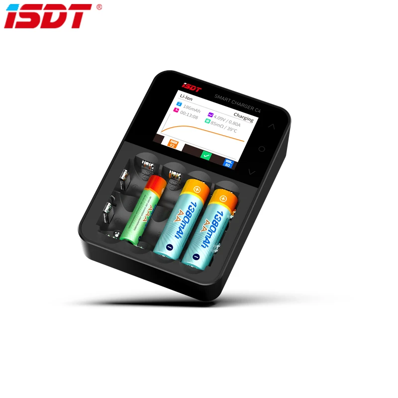 Original ISDT C4 8A Touch Screen Smart Battery Charger With USB Output For 18650 26650 AA AAA RC Mode | Игрушки и хобби
