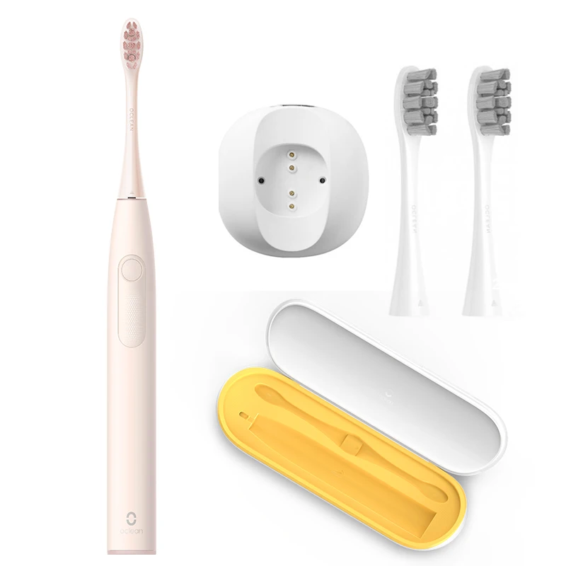 pink add brush head Новая глобальная версия Oclean Z1 sonic электрическая зубная щетка для взрослых IPX7 Водонепроницаемая ультра звуковая Автоматическая быстрая зарядка зубная щетка - Цвет: pink add brush head
