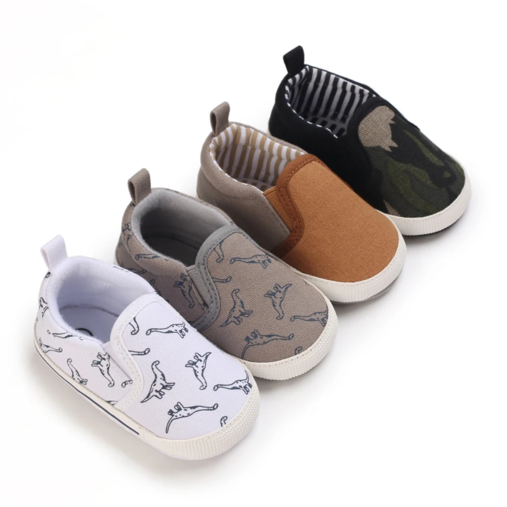 

0-18M Baby Girls Boys Shoes Soft Sole Infant Sneakers Dinosaur Toddler Prewalker Camouflage Cozy Slip-on First Walker Crib Shoes