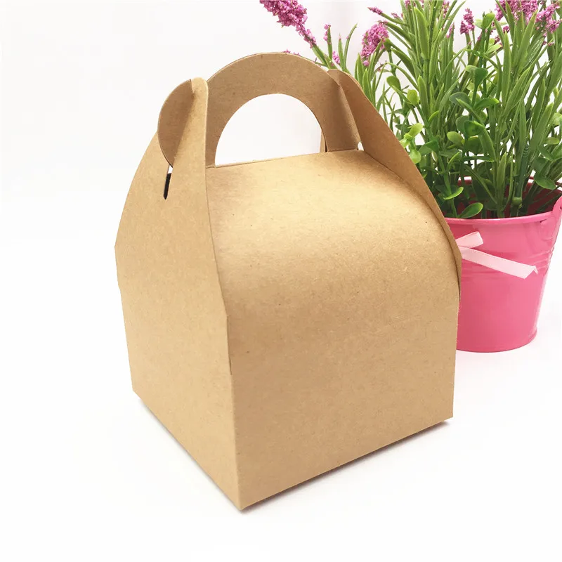 

20Pcs/Lot Two Color Kraft Paper Carrying Cases Boxes Cases For Christmas Festival Candy Apple Gifts Handmade Storage Boxes Cases