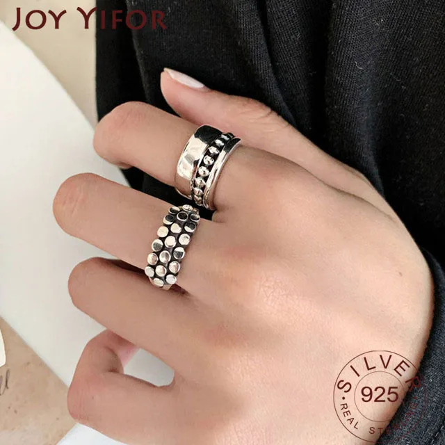 

Vintage Punk 925 Sterling Silver Width Rings Engagement Jewelry Fashion Simple Geometric Party Accessories Gifts