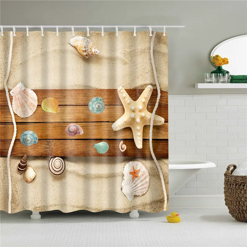 Занавеска для душа с морским пейзажем водонепроницаемая шторка из полиэстера