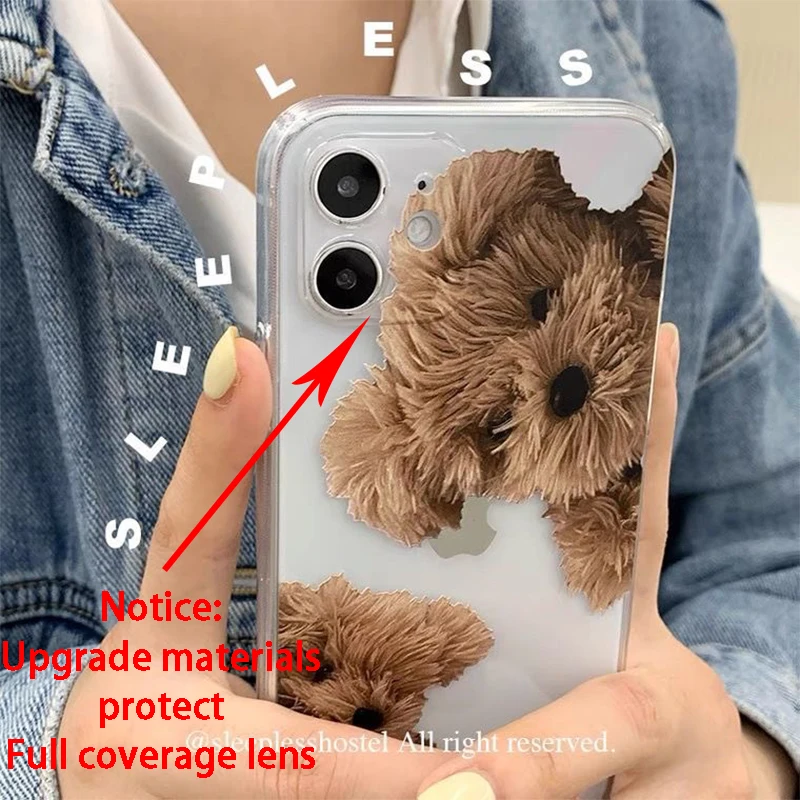 Korean ins Cute Teddy Bear Phone Case for apple iPhone 12 11 Pro maxXS Max XR 6 7 8 Plus 12 mini 7Plus case Clear silicone cover