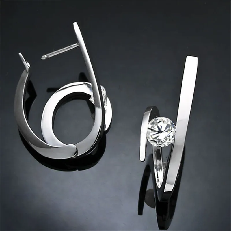 

925 Silber Geometrische Ohrringe Frauen Zirkon Ohrring Hochzeit Schmuck Valentinstag