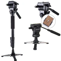 yunteng vct 588 tripod monopod extendable telescoping with detachable tripod stand base fluid drag head for camera camcorder