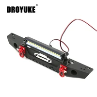droyuke metal front bumper with led light for trx 4 trx4 axial scx10 90046 90047 110 rc crawler car upgrade accessories