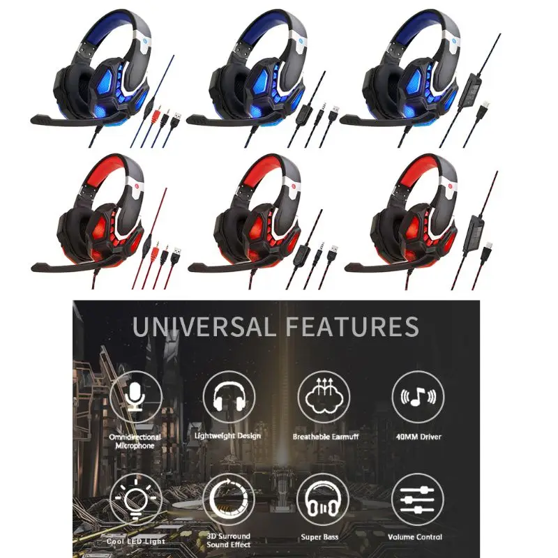 

Soyto G10 Wired Glow Headset For PS4 Computer Switch Head-mounted Gaming Headphone 3.5mm Universal Jack