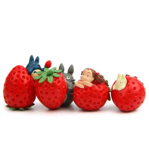 4pcs Studio Ghibli My Neighbor Totoro Strawberry Mini Figures Doll Statue 3-4cm | Игрушки и хобби