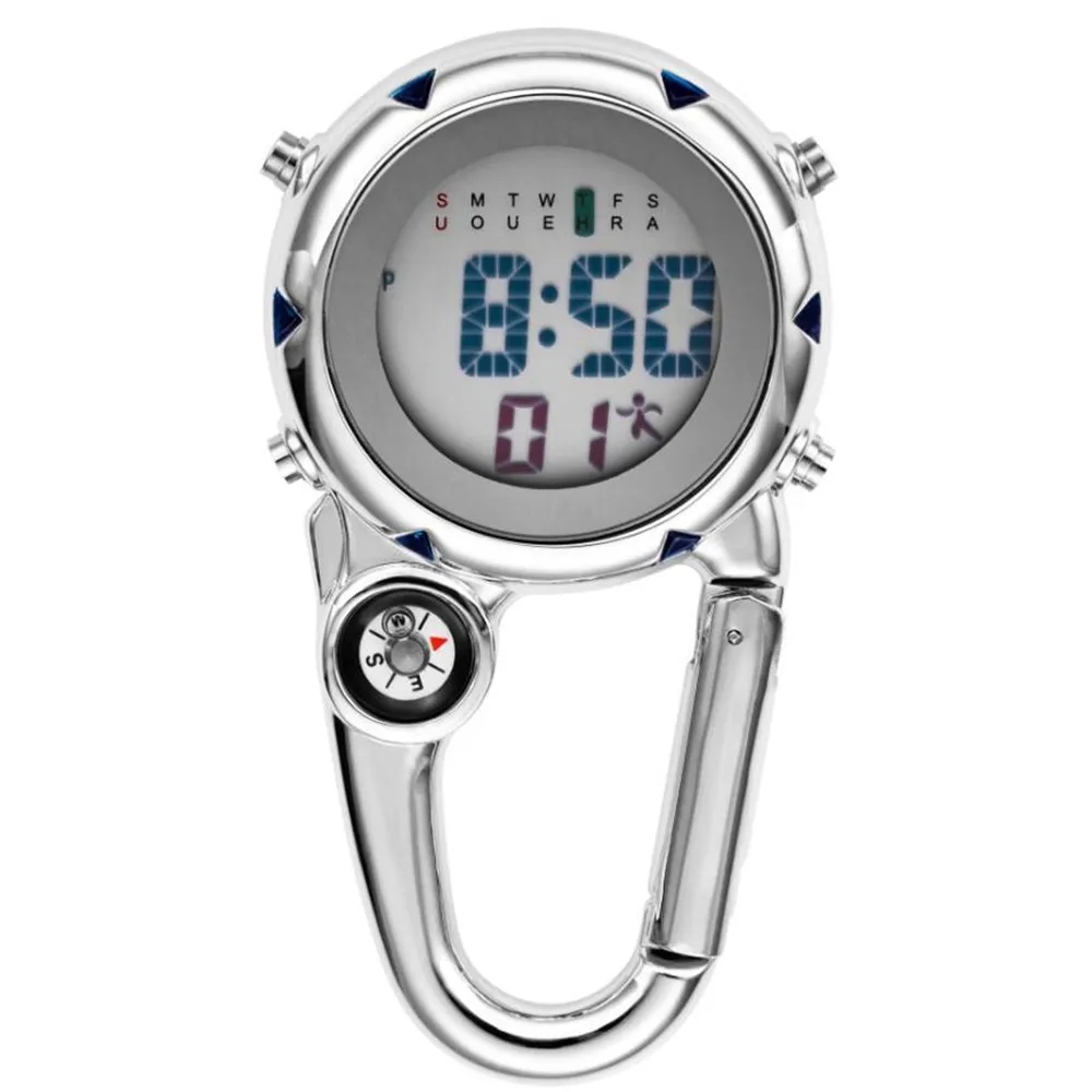 

Blue/Red/Yellow/Orange Optional Hikers/Construction Worker Backpack Clip On Band Carabiner Digital Sports Fob Watch Luminous
