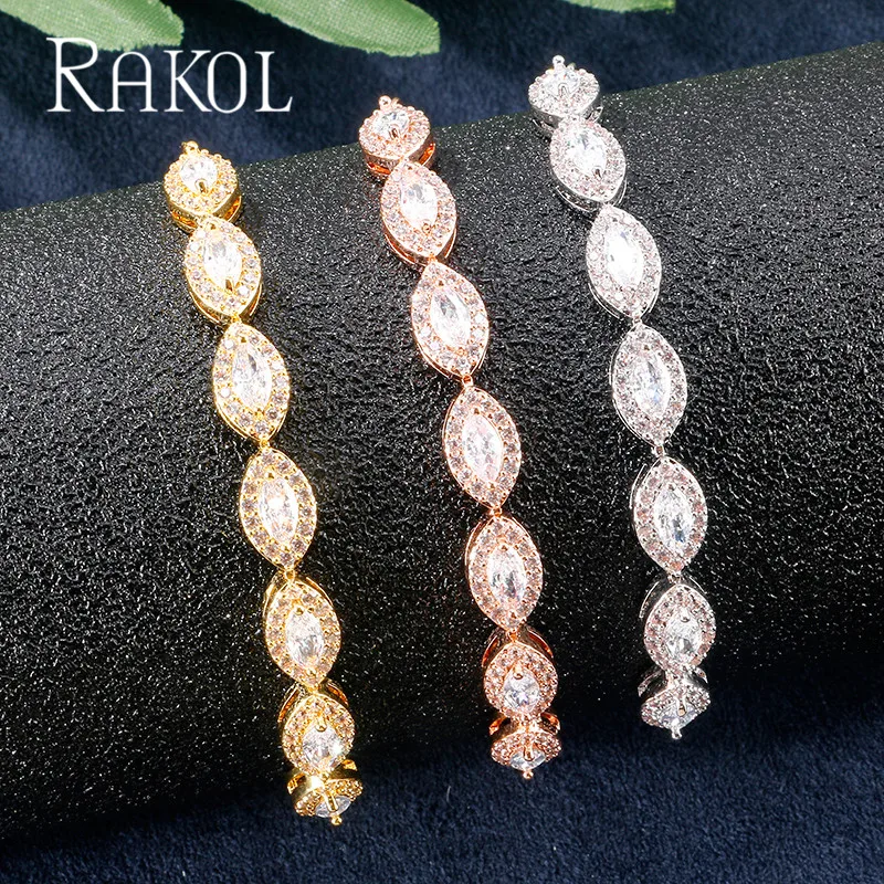 Новые Классические блестящие регулируемые браслеты RAKOL с кубическим цирконием