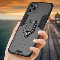luxury shockproof rugged armor case for iphone 11 pro xr xs max 7 6 s 6s 8 plus magnetic car holder phone cases with finger ring