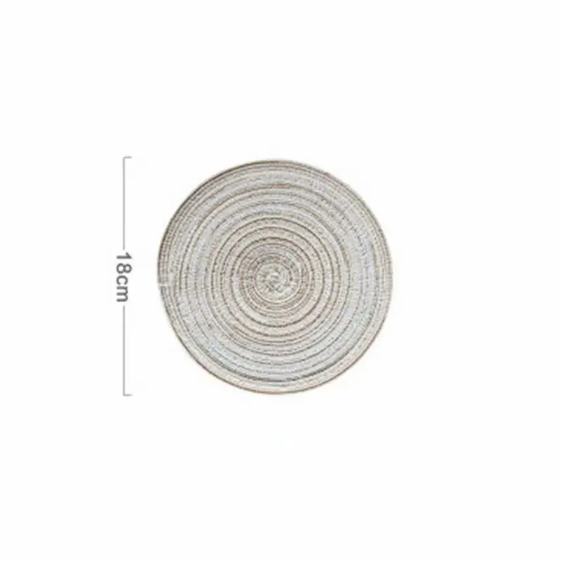 Beige 18cm Круглый дизайн, стол, рами, изоляционная подкладка, твердые салфетки, лен, нескользящий Настольный коврик для кухни, принадлежности, украшение для дома, коврик Coaste - Цвет: Beige 18cm