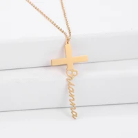 mydiy custom cross name necklace personalized stainless steel necklace for women men fashion jewelry letter necklace gift 2021