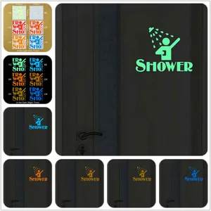 Забавная наклейка для двери душевой комнаты, светится в темноте знак для ванной, Настенная Наклейка для туалета, ванной комнаты, светящееся украшение сделай сам